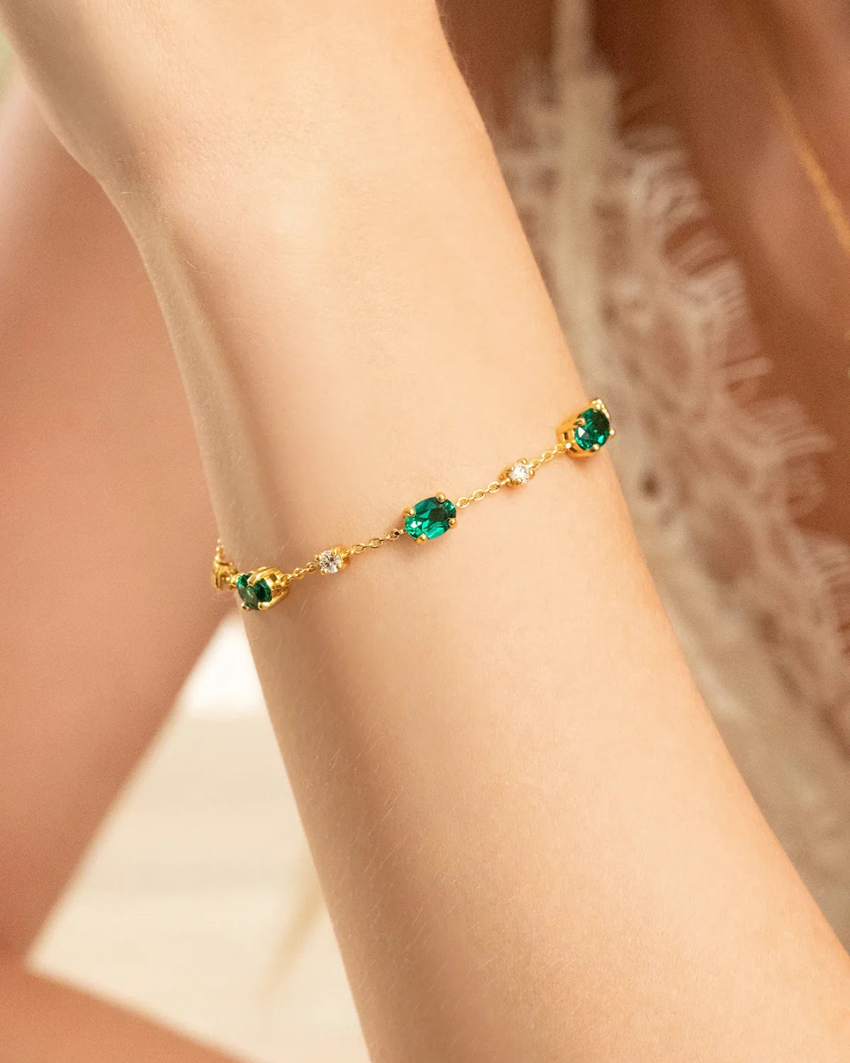 Emerald Bracelet in 18k Gold Vermeil - SJR London Timepiece