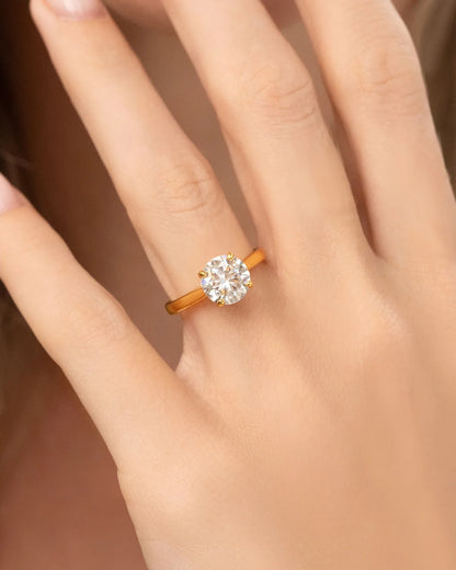 2 ct Round Solitaire Moissanite Engagement Ring in 18k Gold Vermeil - SJR London Timepiece