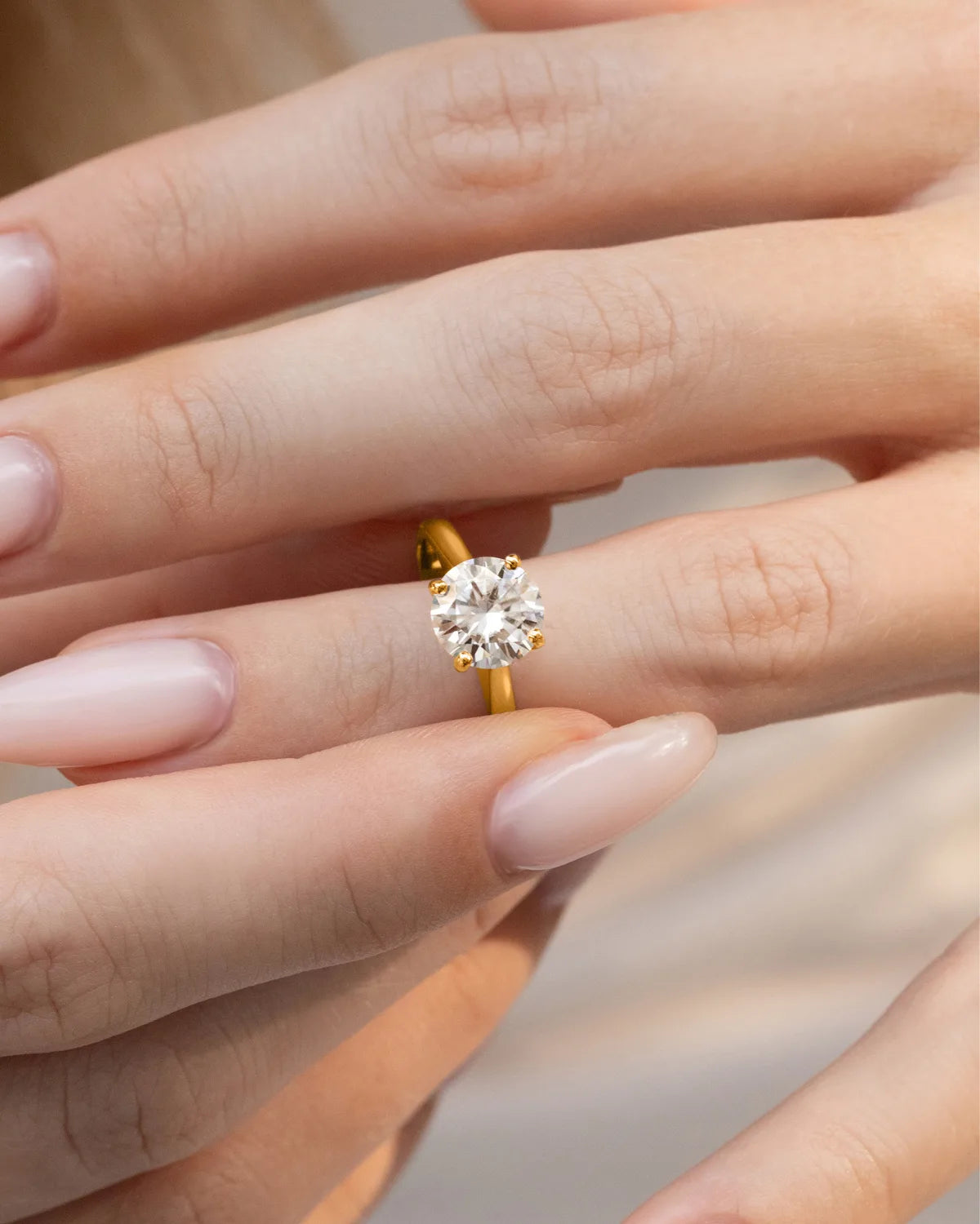 2 ct Round Solitaire Moissanite Engagement Ring in 18k Gold Vermeil - SJR London Timepiece
