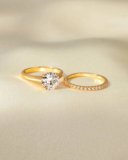 2 ct Round Solitaire Moissanite Engagement Ring in 18k Gold Vermeil - SJR London Timepiece