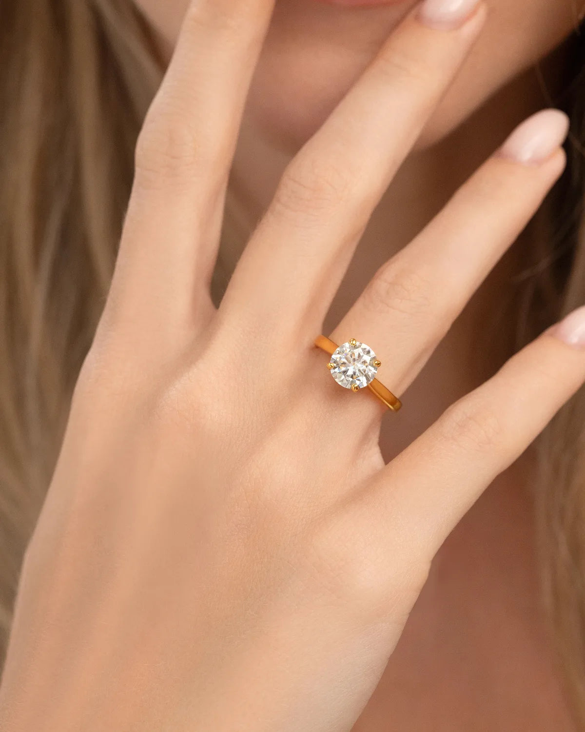 2 ct Round Solitaire Moissanite Engagement Ring in 18k Gold Vermeil - SJR London Timepiece