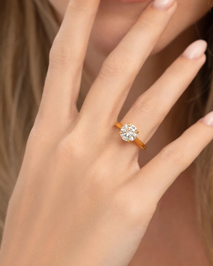2 ct Round Solitaire Moissanite Engagement Ring in 18k Gold Vermeil - SJR London Timepiece