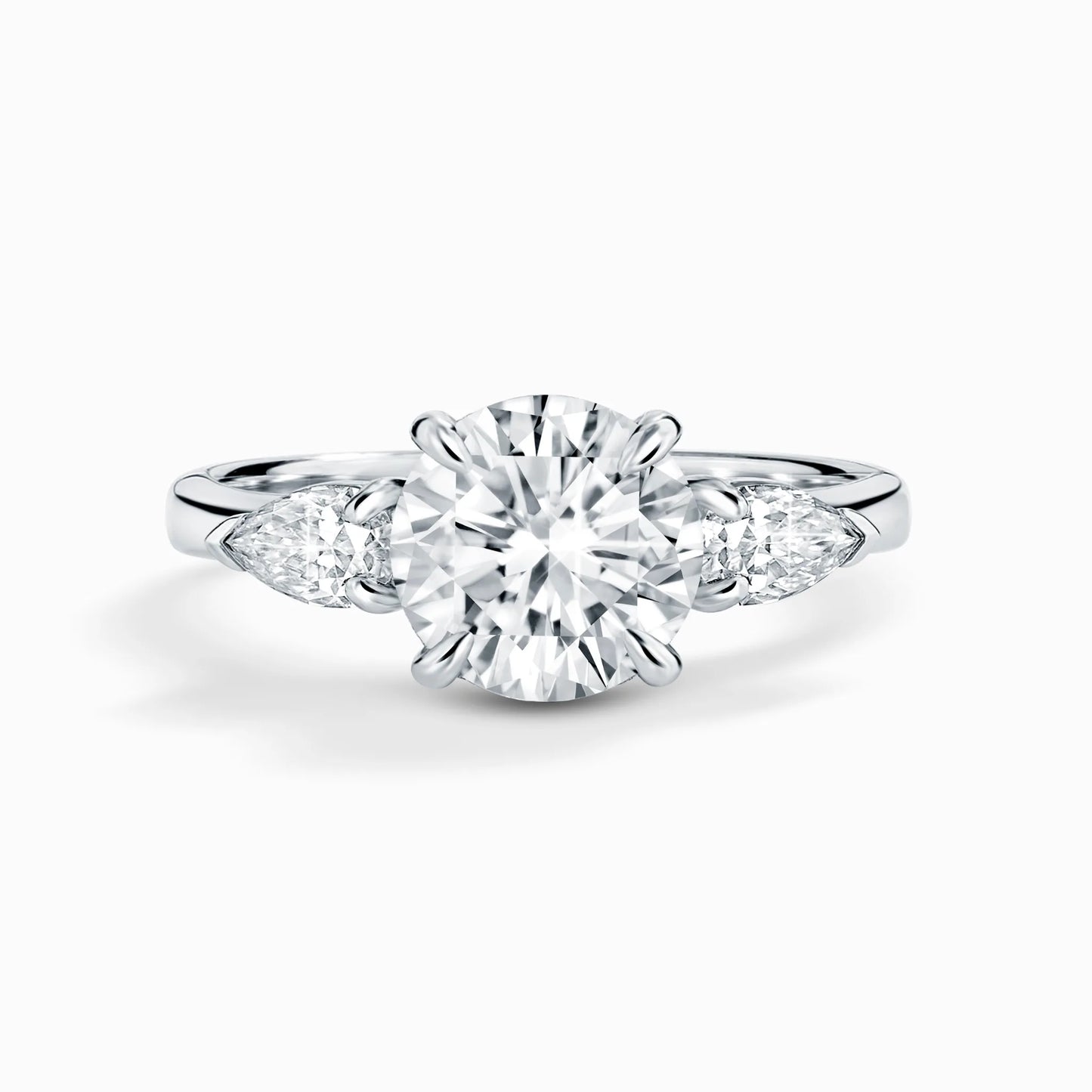 2 ct Round Moissanite Three Stone Engagement Ring in Sterling Silver - SJR London Timepiece