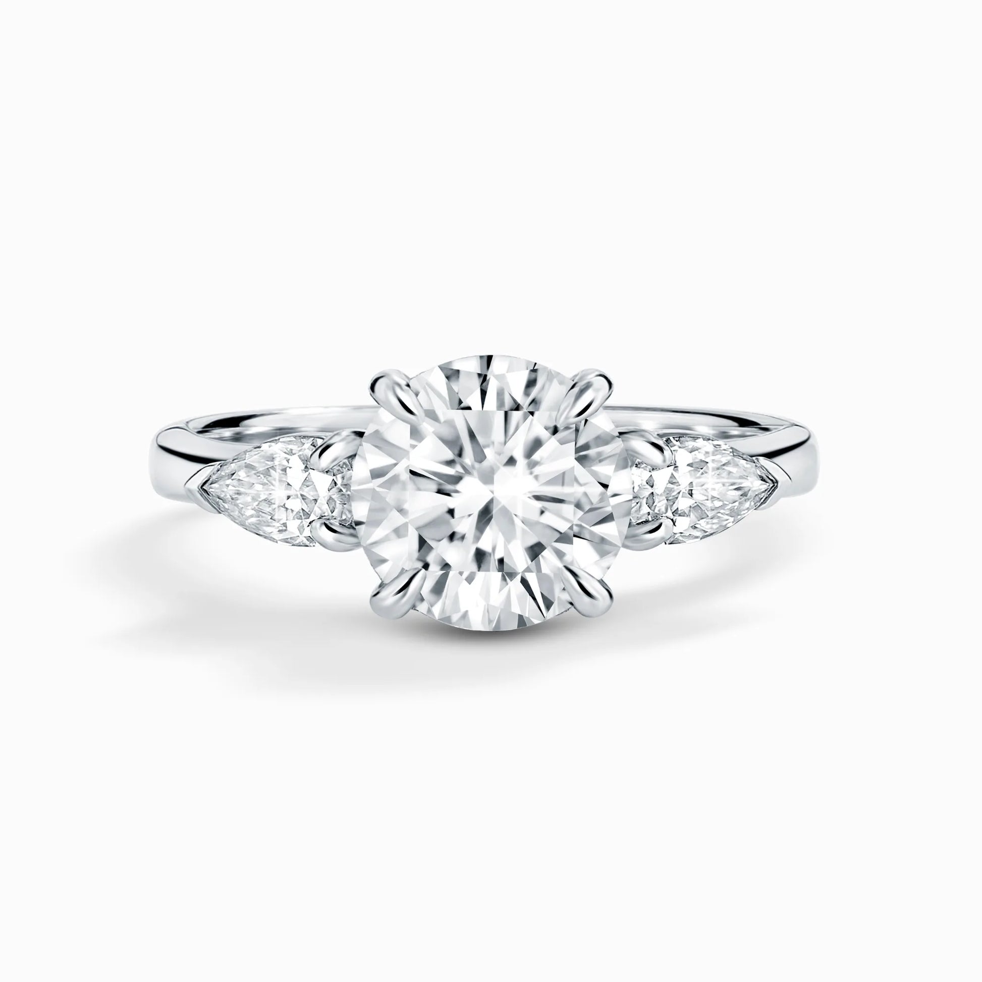 2 ct Round Moissanite Three Stone Engagement Ring in Sterling Silver - SJR London Timepiece