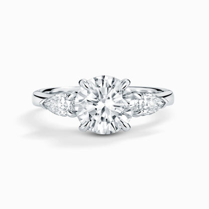 2 ct Round Moissanite Three Stone Engagement Ring in Sterling Silver - SJR London Timepiece