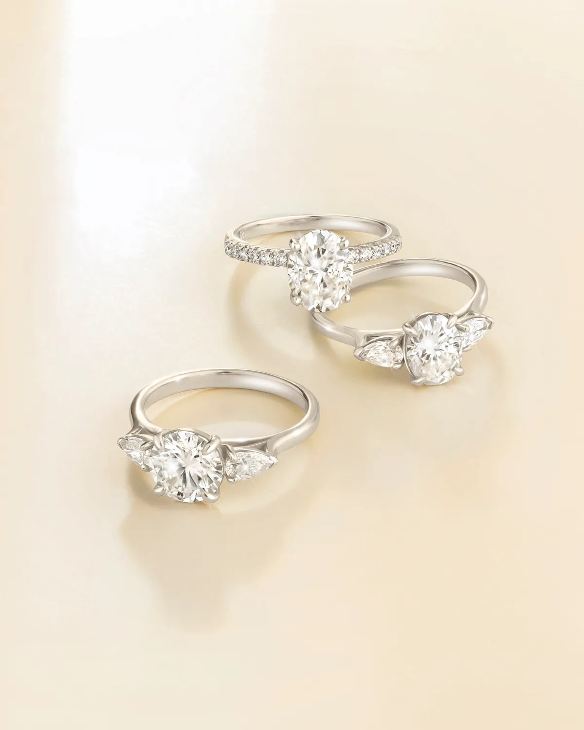 2 ct Round Moissanite Three Stone Engagement Ring in Sterling Silver - SJR London Timepiece
