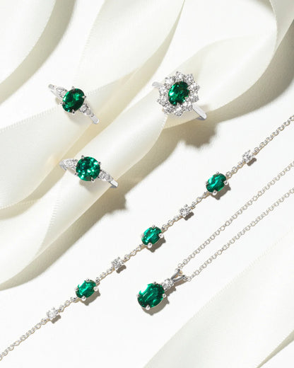 Emerald Pendant Necklace in Sterling Silver - SJR London Timepiece