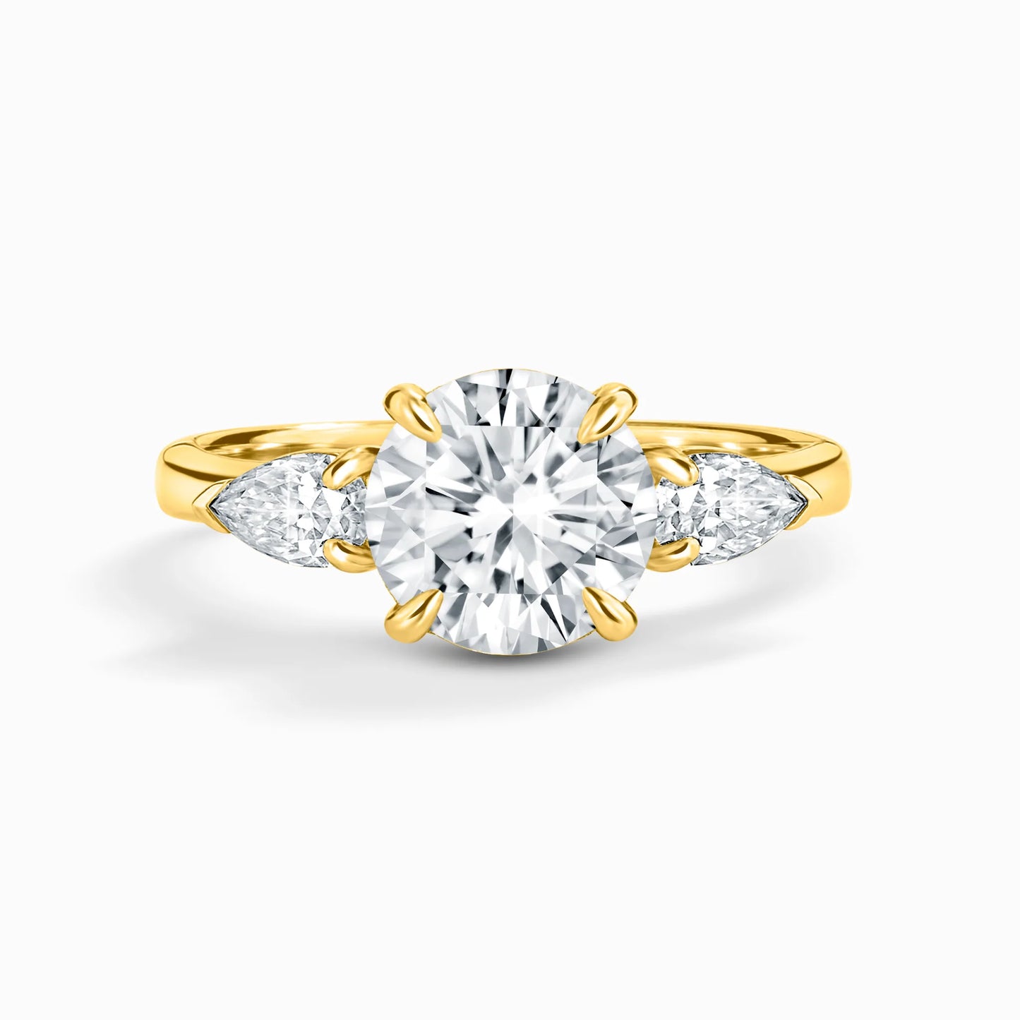 2 ct Round Moissanite Three Stone Engagement Ring in 18k Gold Vermeil - SJR London Timepiece