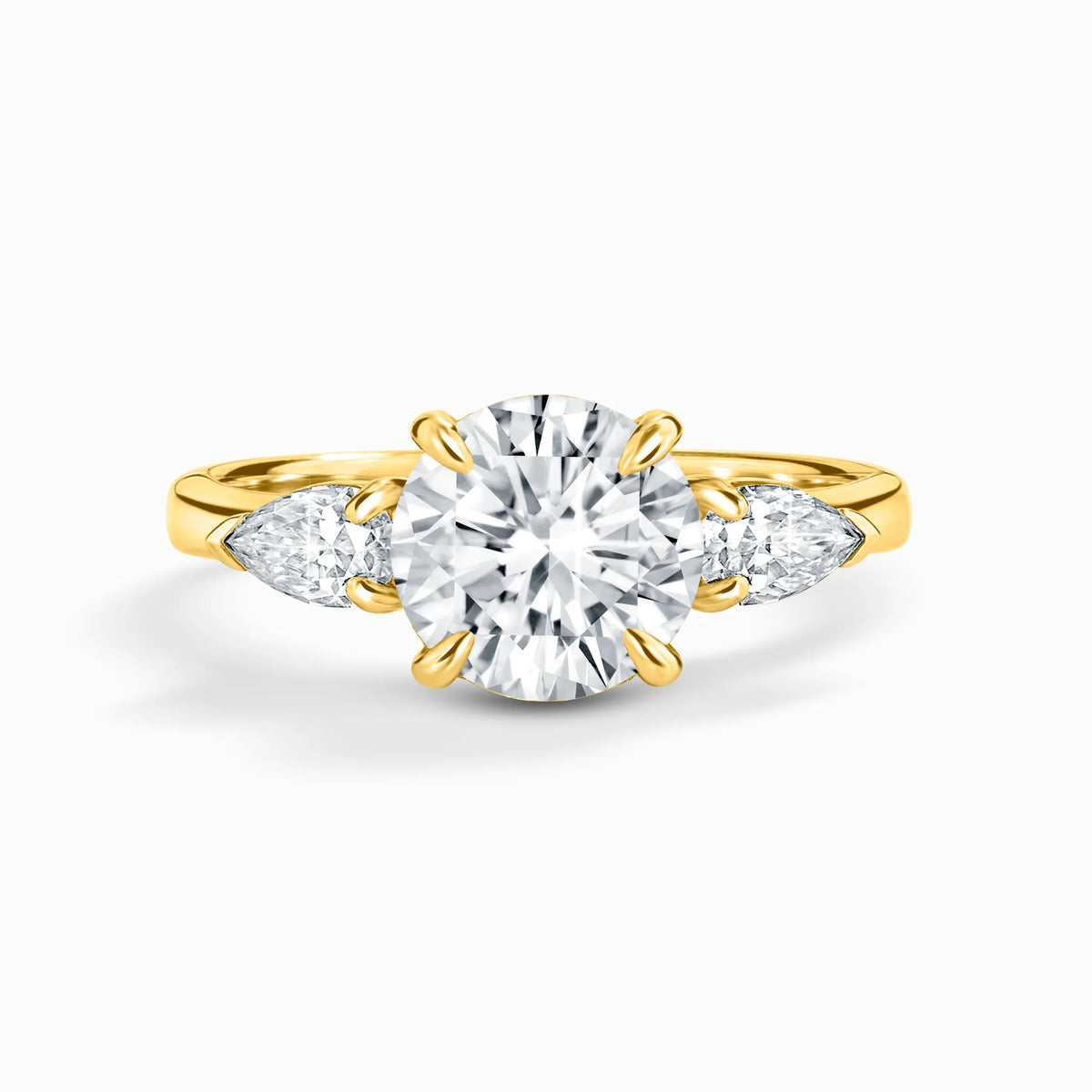 2 ct Round Moissanite Three Stone Engagement Ring in 18k Gold Vermeil - SJR London Timepiece