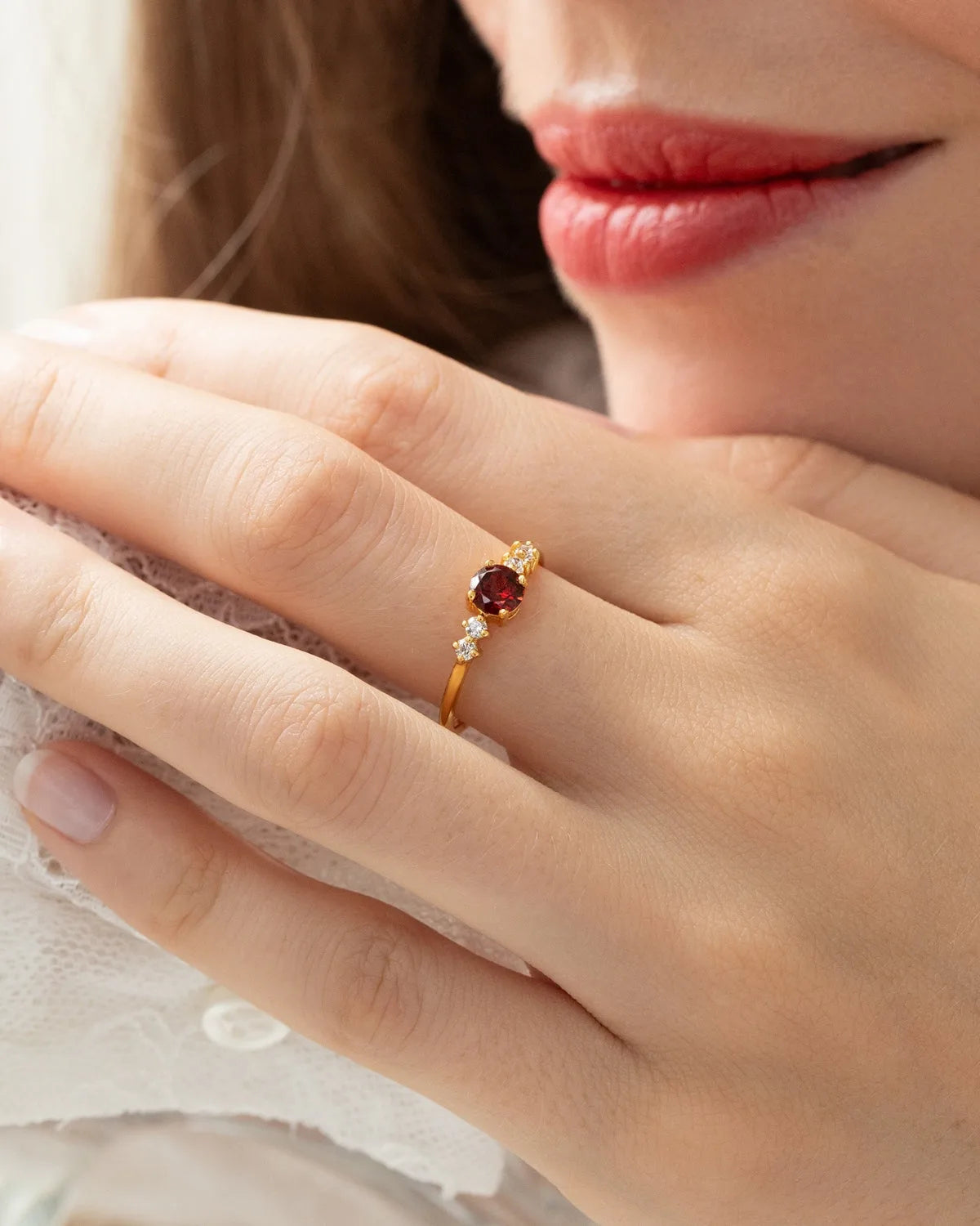 Garnet Everyday Jewellery Gift Set in 18k Gold Vermeil - SJR London Timepiece