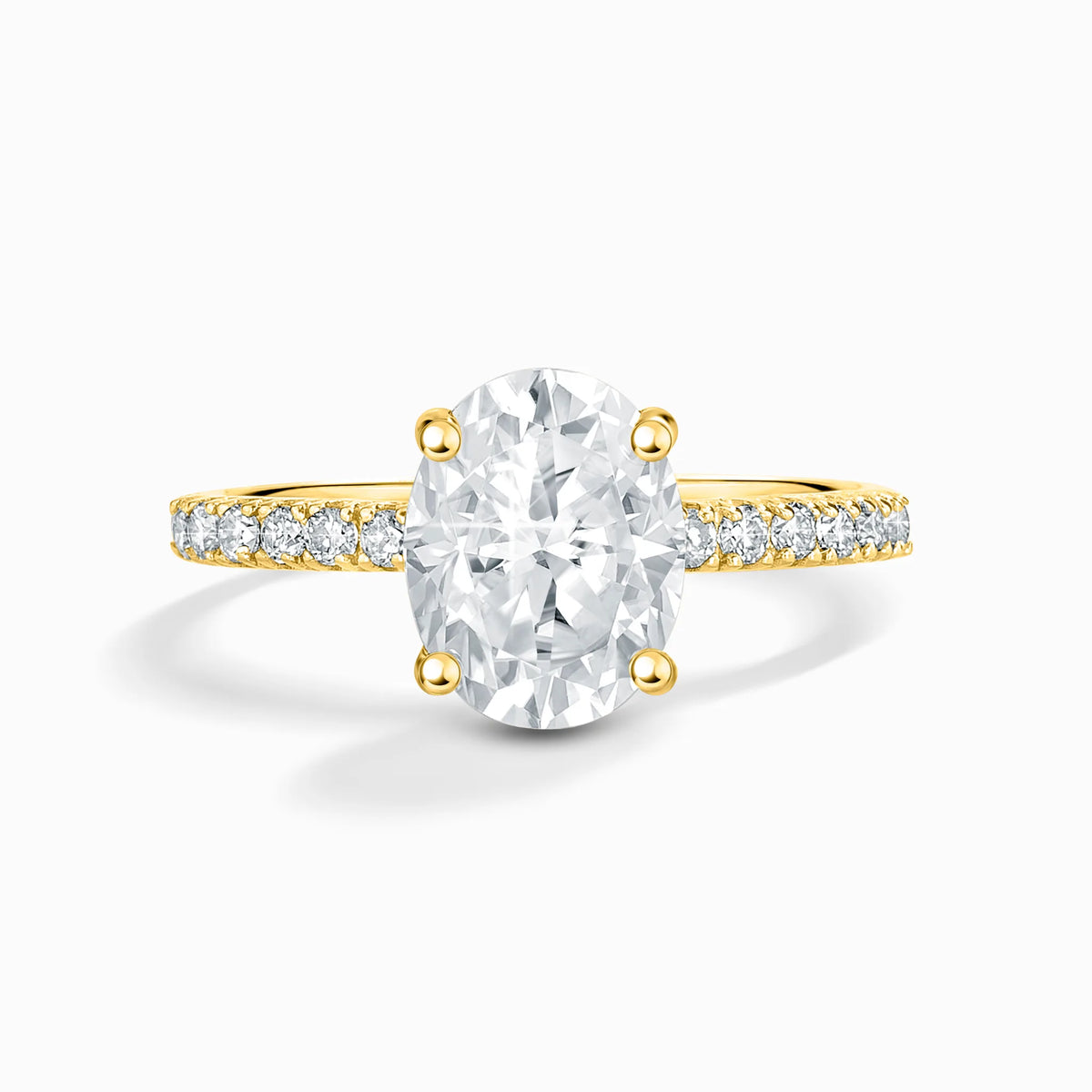 2 ct Oval Solitaire Moissanite Engagement Ring with Pavé Band in 18k Gold Vermeil - SJR London Timepiece