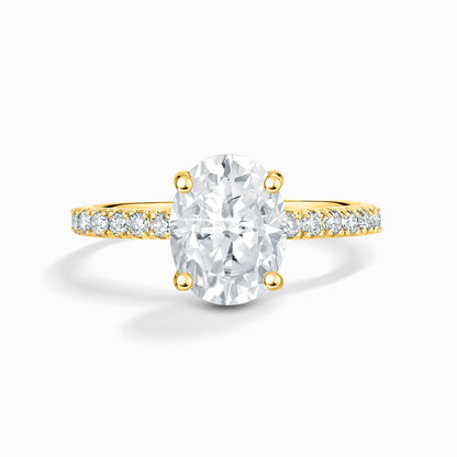 2 ct Oval Solitaire Moissanite Engagement Ring with Pavé Band in 18k Gold Vermeil - SJR London Timepiece