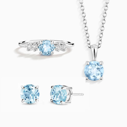 Blue Topaz Everyday Jewellery Gift Set in Sterling Silver - SJR London Timepiece