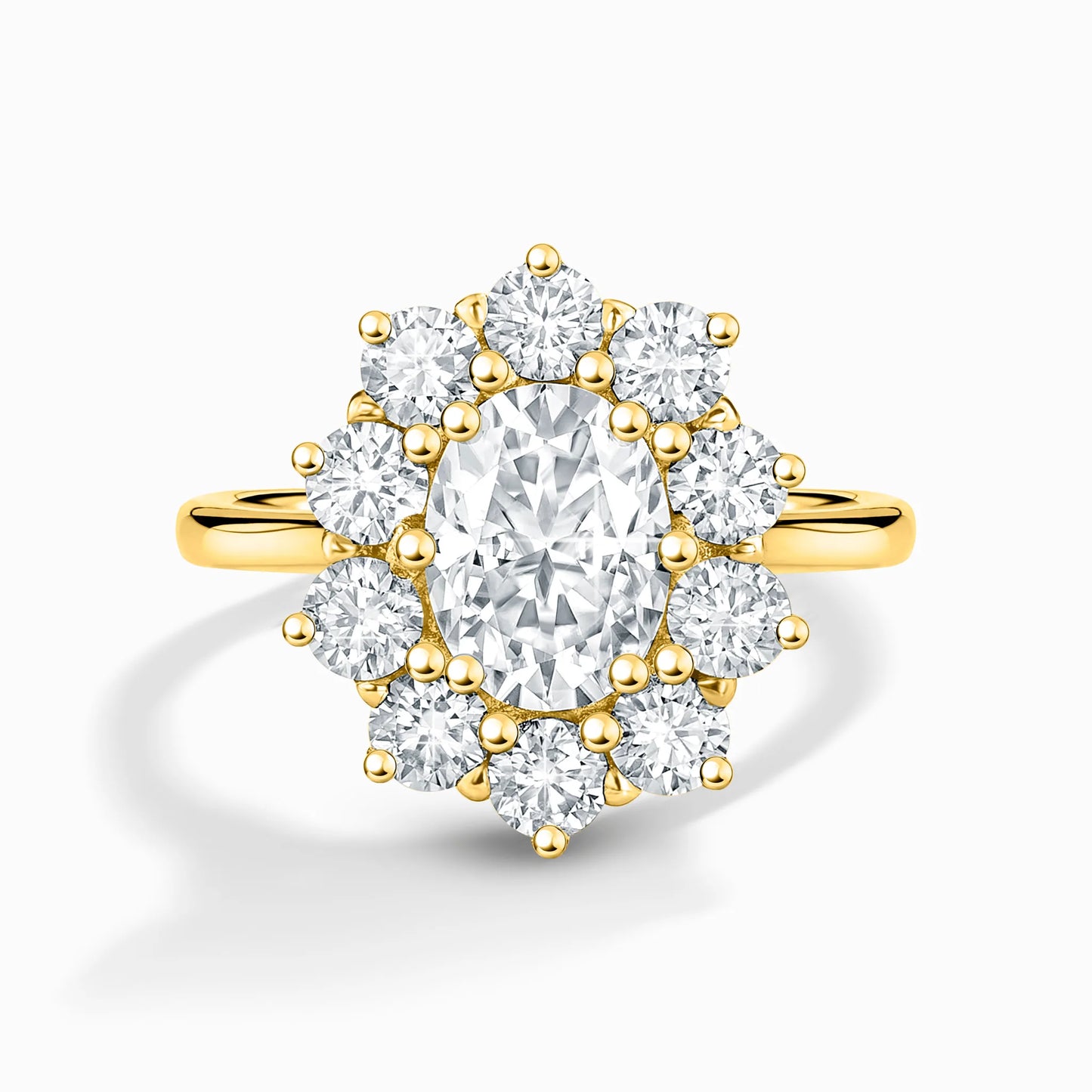 2.5 ct Oval Moissanite Halo Engagement Ring in 18k Gold Vermeil - SJR London Timepiece