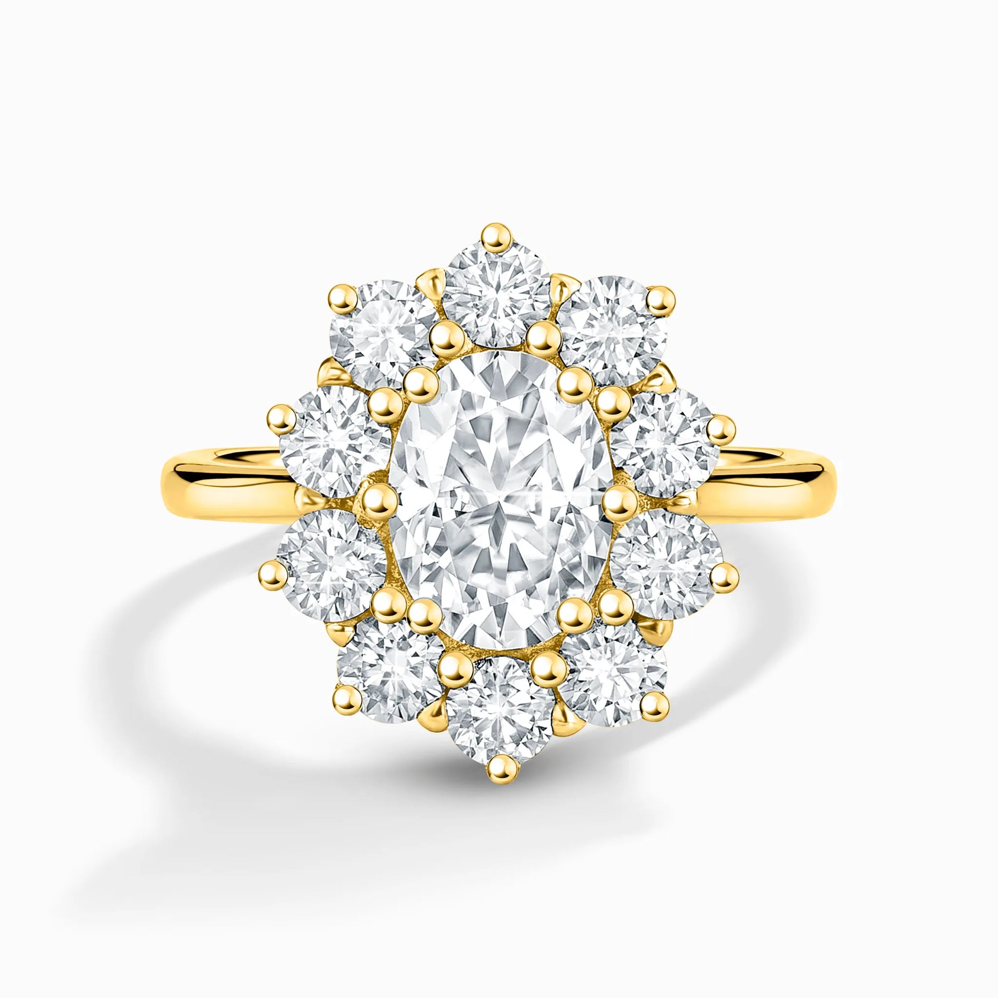 2.5 ct Oval Moissanite Halo Engagement Ring in 18k Gold Vermeil - SJR London Timepiece