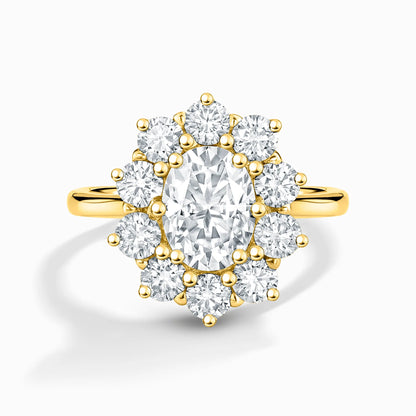 2.5 ct Oval Moissanite Halo Engagement Ring in 18k Gold Vermeil - SJR London Timepiece