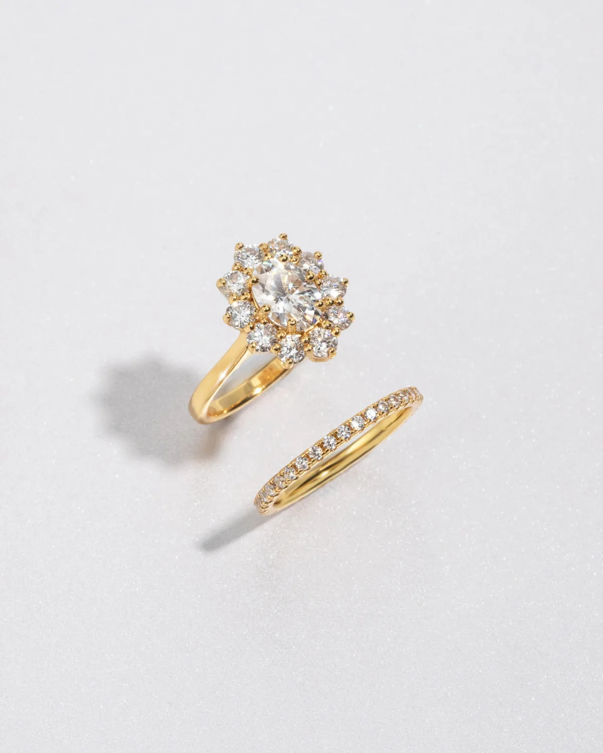 2.5 ct Oval Moissanite Halo Engagement Ring in 18k Gold Vermeil - SJR London Timepiece