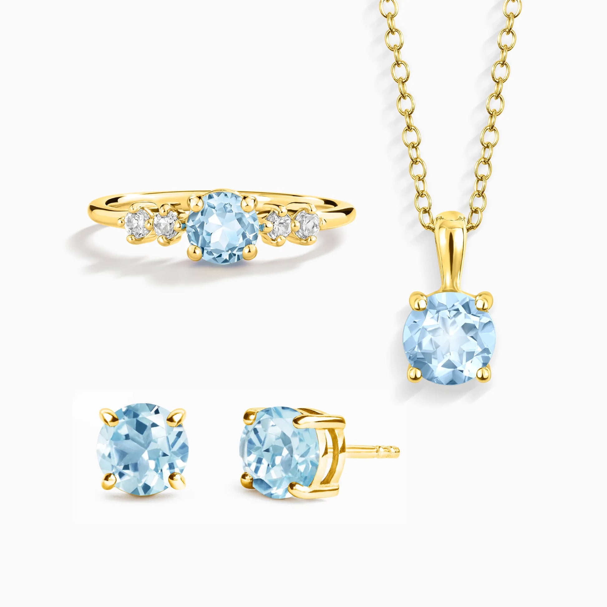 Blue Topaz Everyday Jewellery Gift Set in 18k Gold Vermeil - SJR London Timepiece