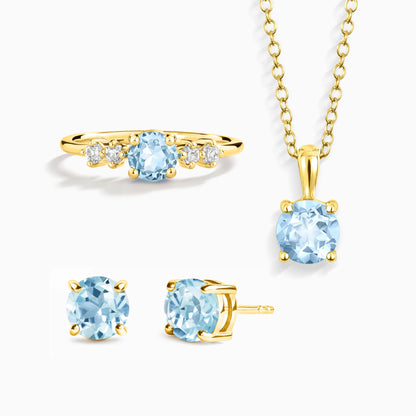 Blue Topaz Everyday Jewellery Gift Set in 18k Gold Vermeil - SJR London Timepiece