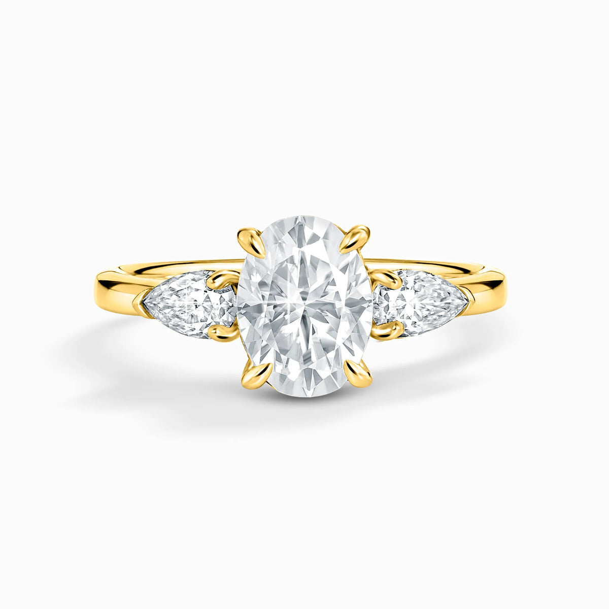 2 ct Oval Moissanite Three Stone Engagement Ring in 18k Gold Vermeil - SJR London Timepiece