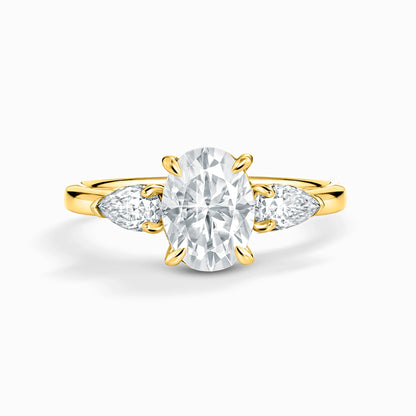 2 ct Oval Moissanite Three Stone Engagement Ring in 18k Gold Vermeil - SJR London Timepiece