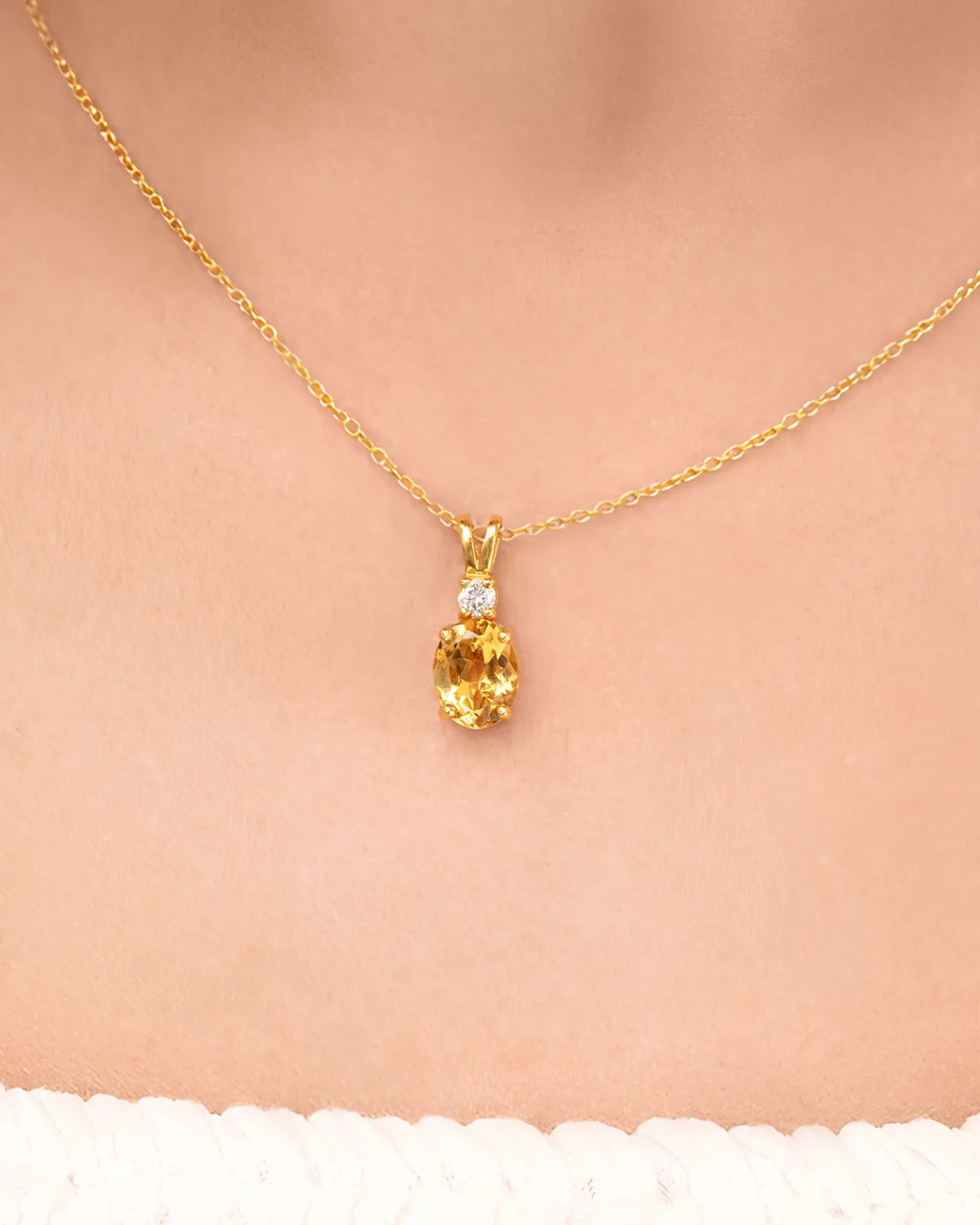 Citrine Pendant Necklace in 18k Gold Vermeil - SJR London Timepiece