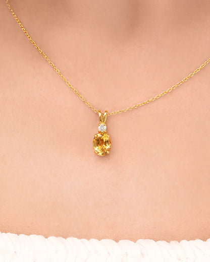 Citrine Pendant Necklace in 18k Gold Vermeil - SJR London Timepiece