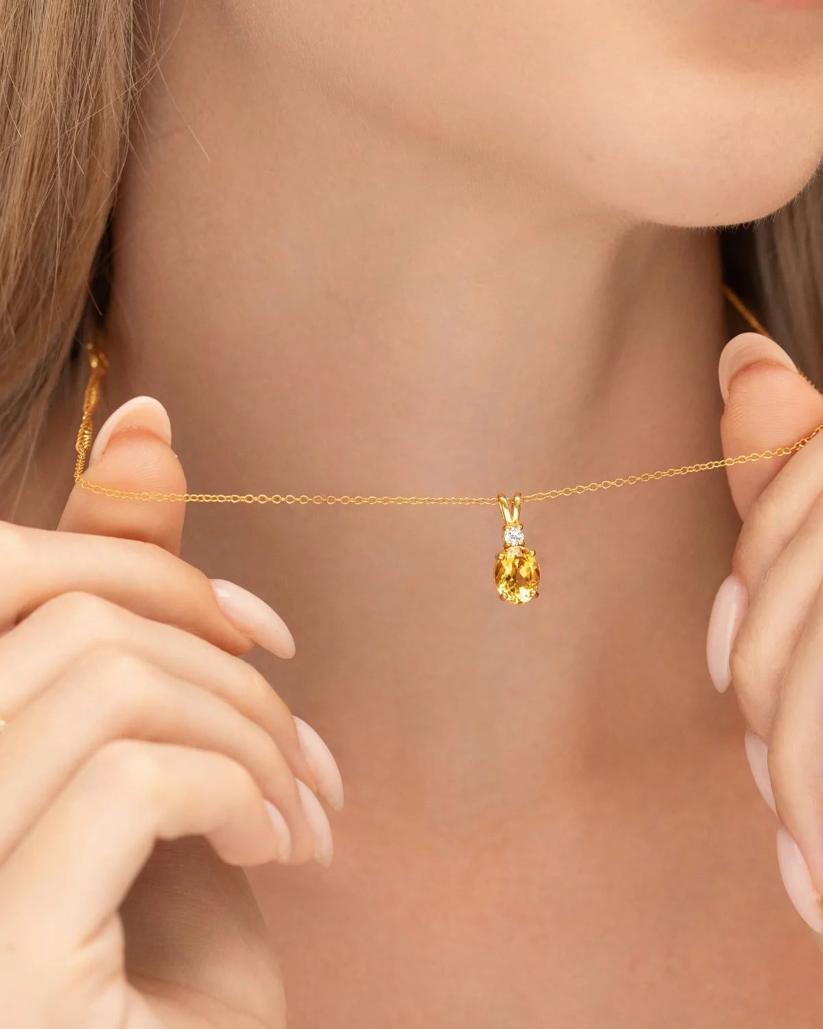 Citrine Pendant Necklace in 18k Gold Vermeil - SJR London Timepiece