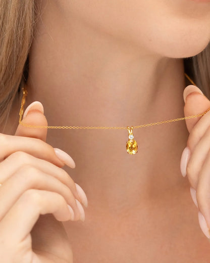 Citrine Pendant Necklace in 18k Gold Vermeil - SJR London Timepiece