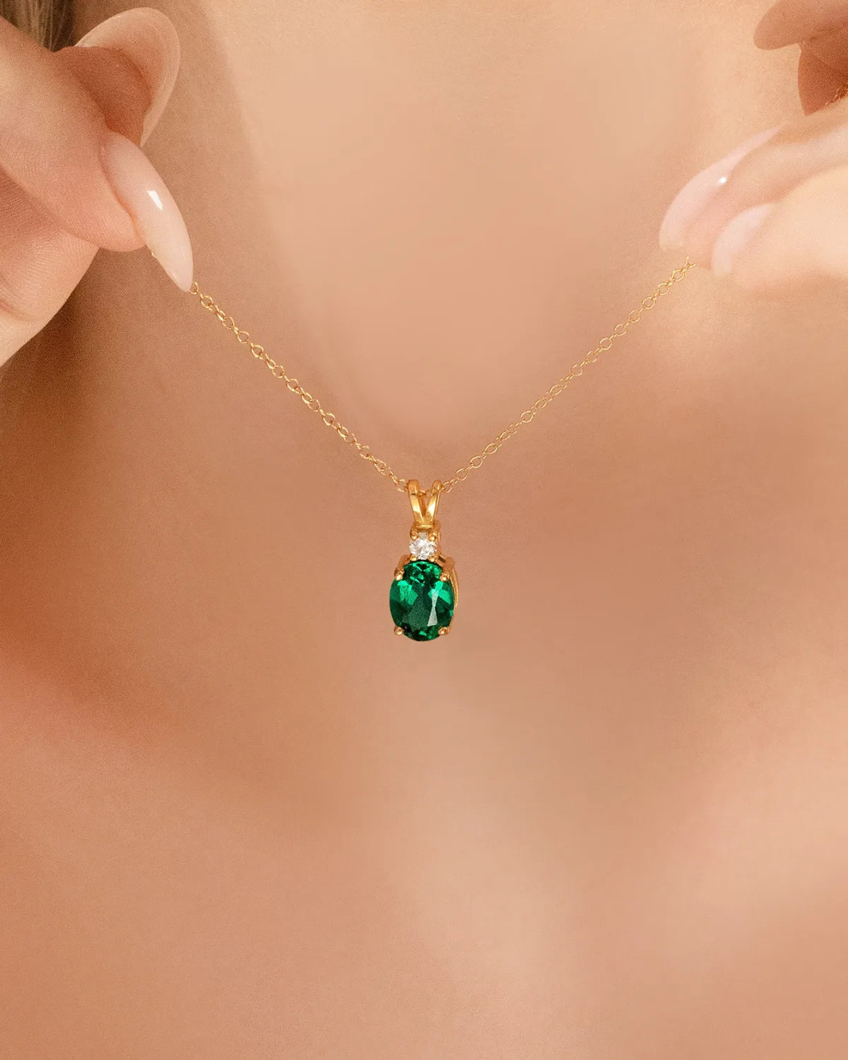 Emerald Pendant Necklace in 18k Gold Vermeil - SJR London Timepiece