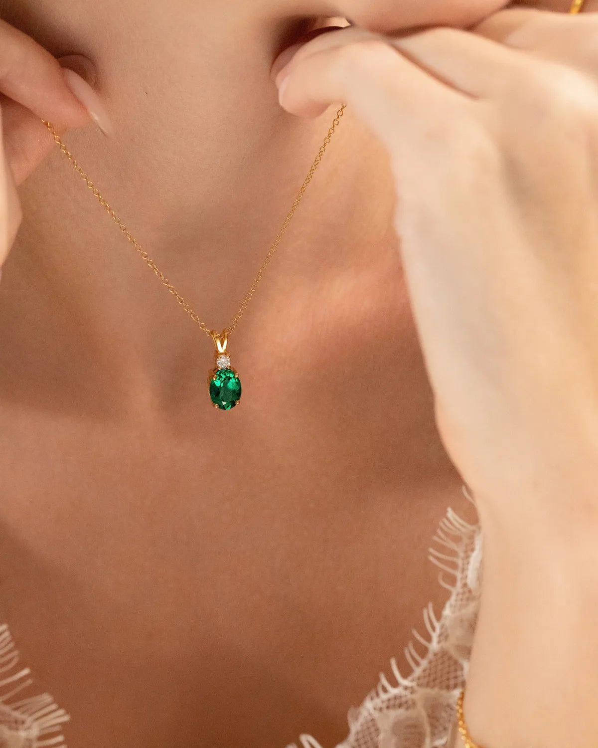 Emerald Pendant Necklace in 18k Gold Vermeil - SJR London Timepiece