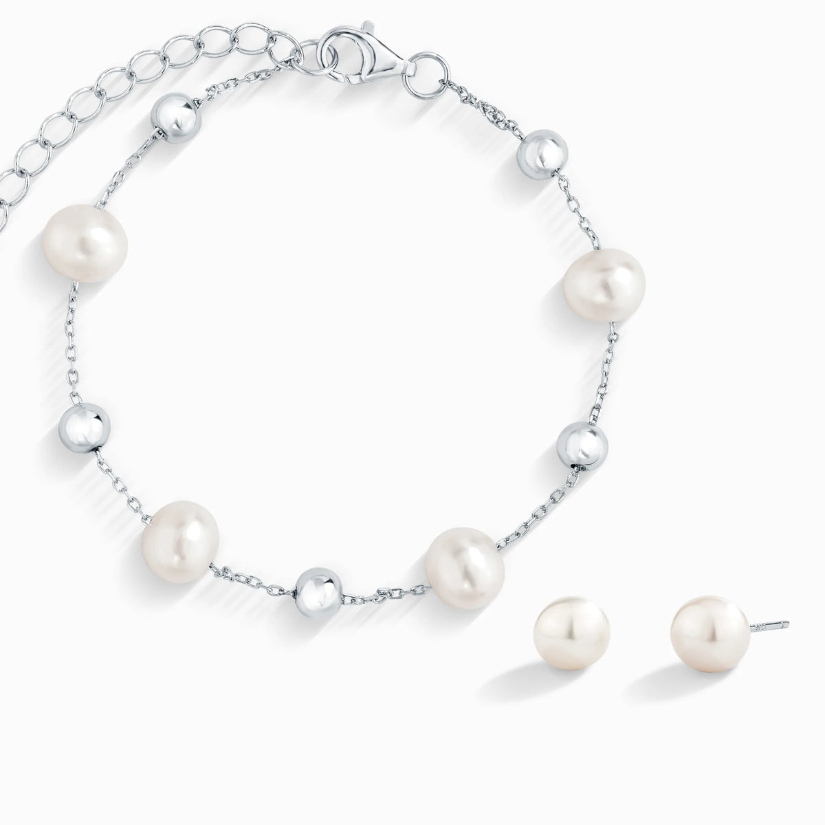 Pearl Everyday Jewellery Set in Sterling Silver - SJR London Timepiece