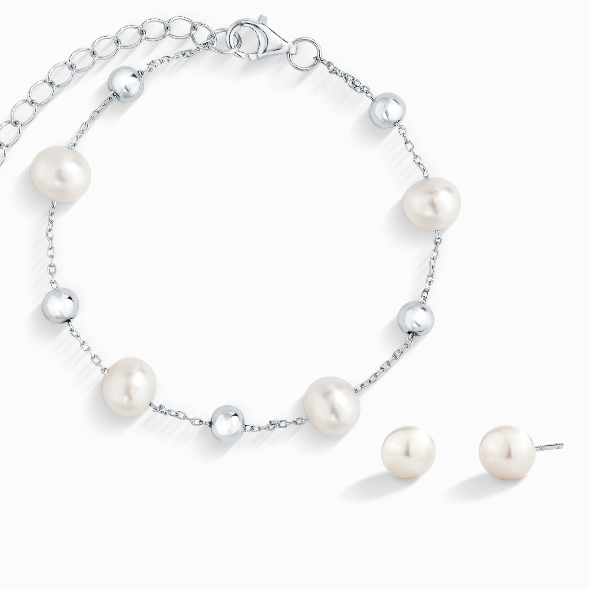 Pearl Everyday Jewellery Set in Sterling Silver - SJR London Timepiece