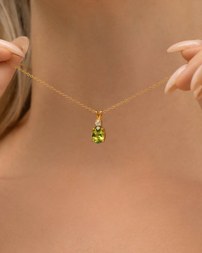 Peridot Pendant Necklace in 18k Gold Vermeil - SJR London Timepiece