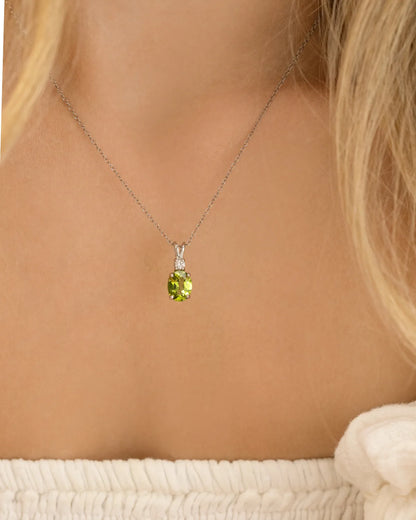 Peridot Pendant Necklace in Sterling Silver - SJR London Timepiece
