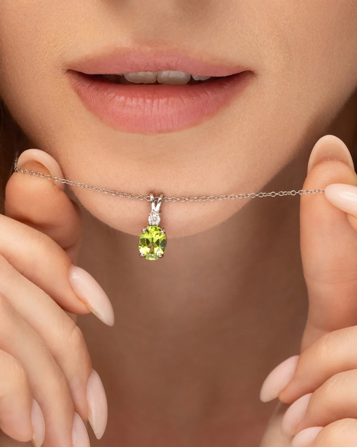 Peridot Pendant Necklace in Sterling Silver - SJR London Timepiece