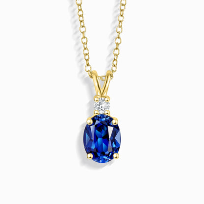 Blue Sapphire Pendant Necklace in 18k Gold Vermeil - SJR London Timepiece