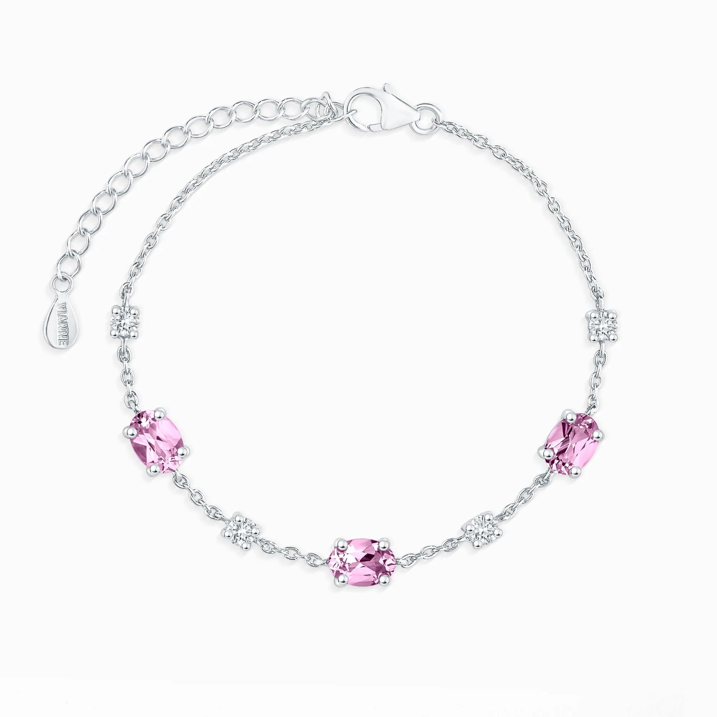 Pink Sapphire Bracelet in Sterling Silver - SJR London Timepiece