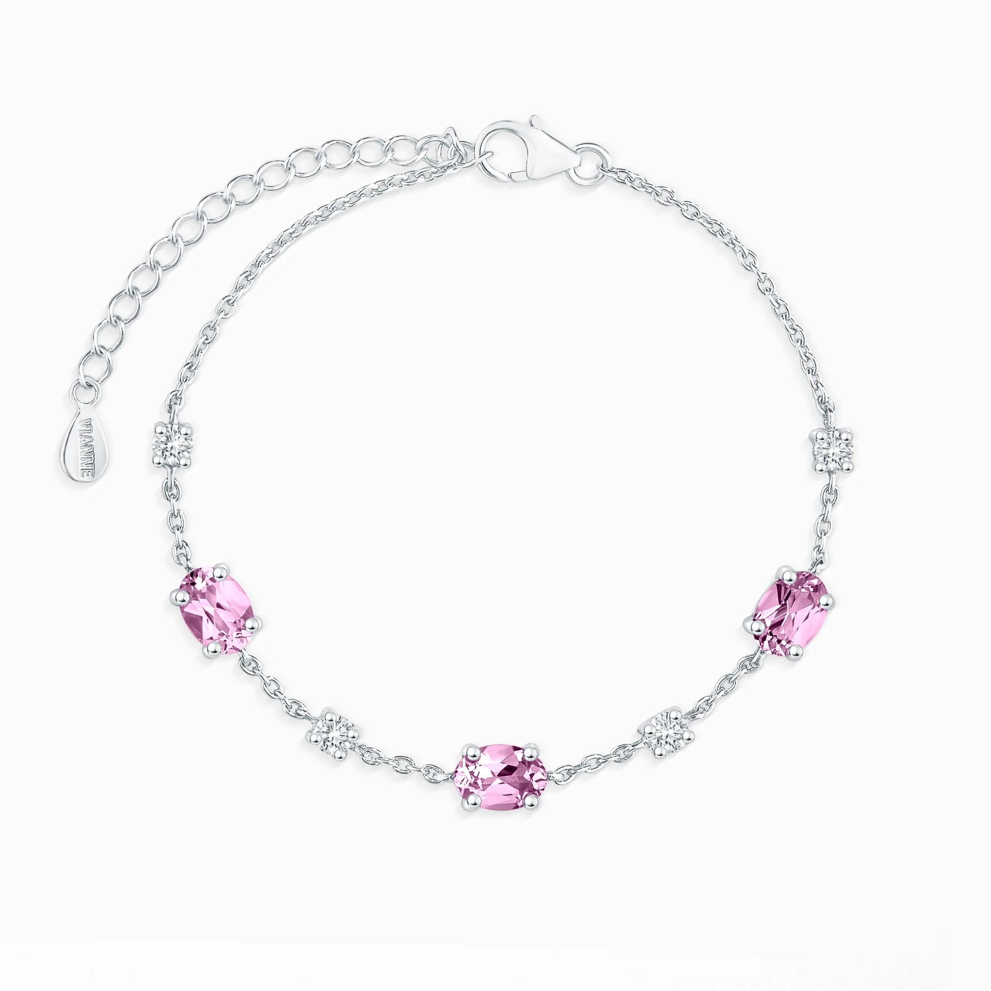 Pink Sapphire Bracelet in Sterling Silver - SJR London Timepiece