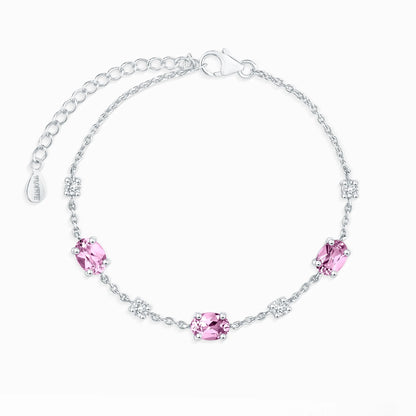 Pink Sapphire Bracelet in Sterling Silver - SJR London Timepiece