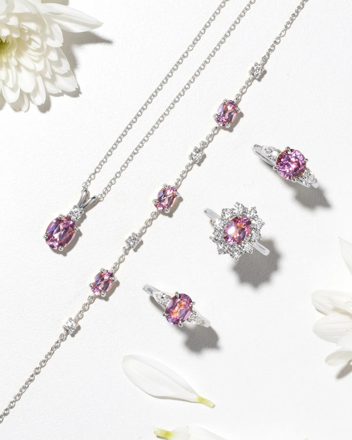 Pink Sapphire Bracelet in Sterling Silver - SJR London Timepiece