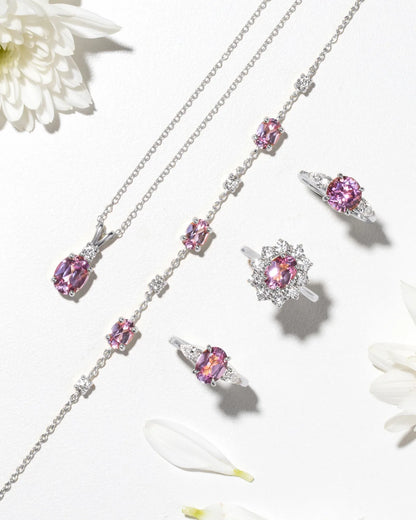 Pink Sapphire Bracelet in Sterling Silver - SJR London Timepiece
