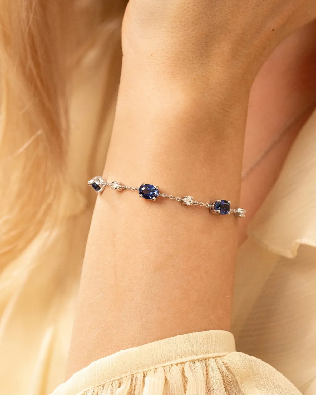 Blue Sapphire Bracelet in Sterling Silver - SJR London Timepiece