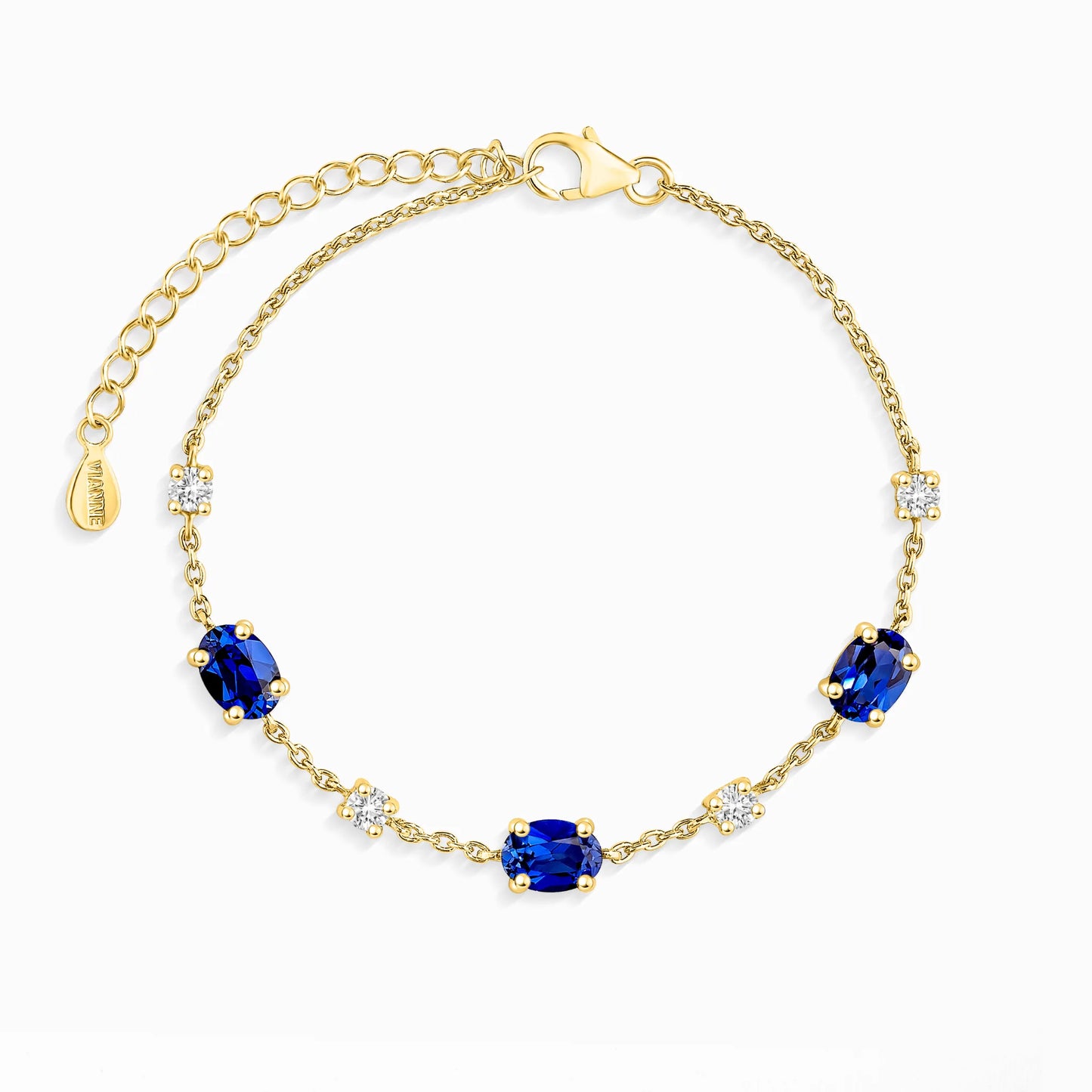 Blue Sapphire Bracelet in 18k Gold Vermeil - SJR London Timepiece