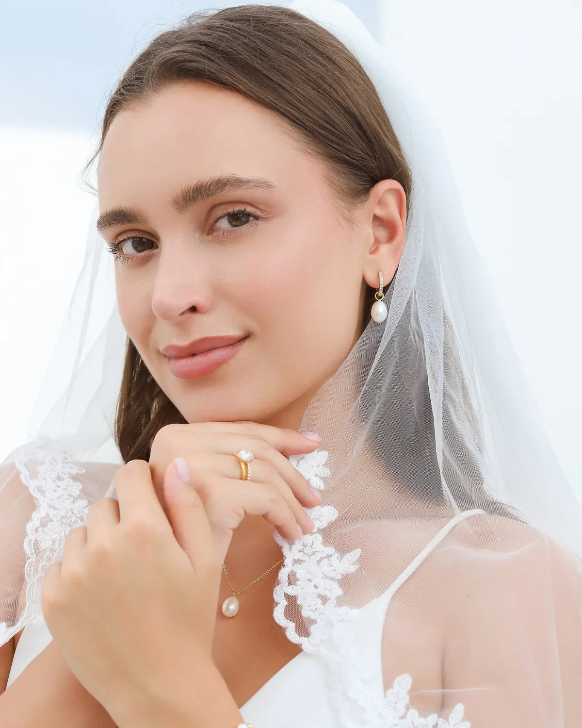 Pearl & Moissanite Bridal Jewellery Set in 18k Gold Vermeil - SJR London Timepiece