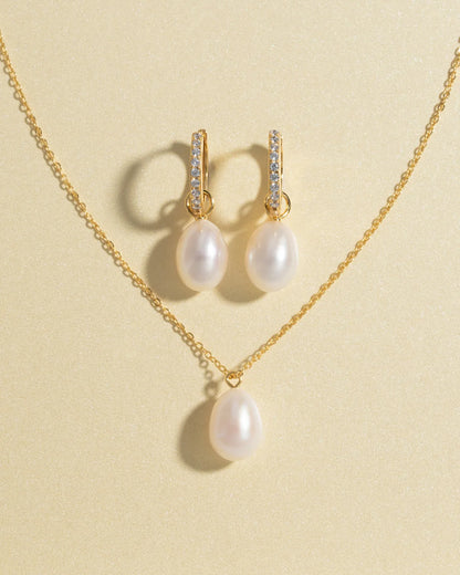 Pearl & Moissanite Bridal Jewellery Set in 18k Gold Vermeil - SJR London Timepiece