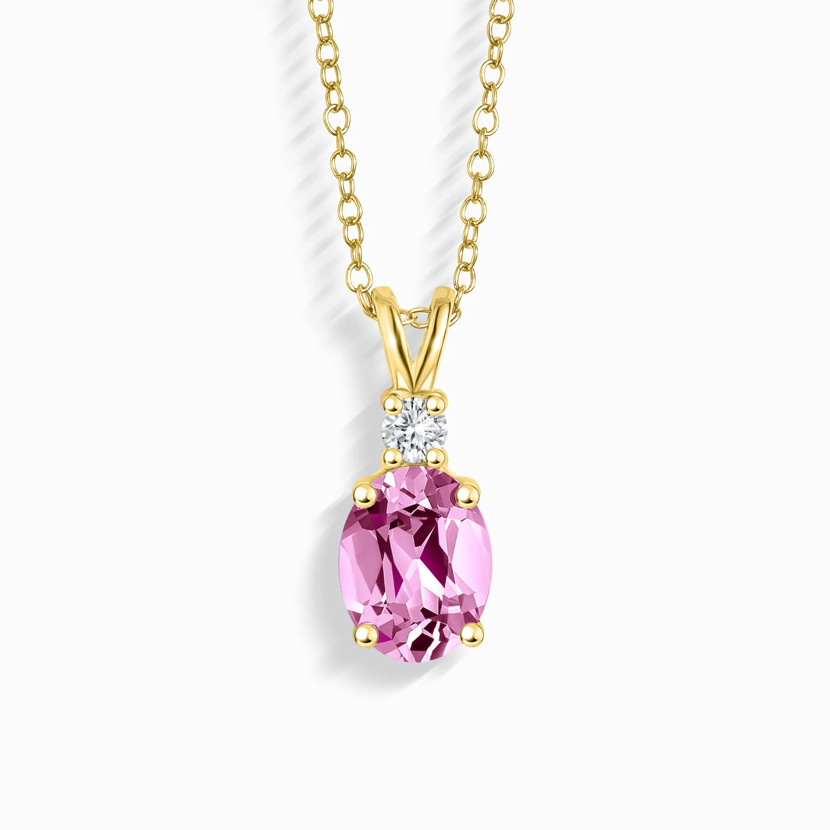 Pink Sapphire Pendant Necklace in 18k Gold Vermeil - SJR London Timepiece