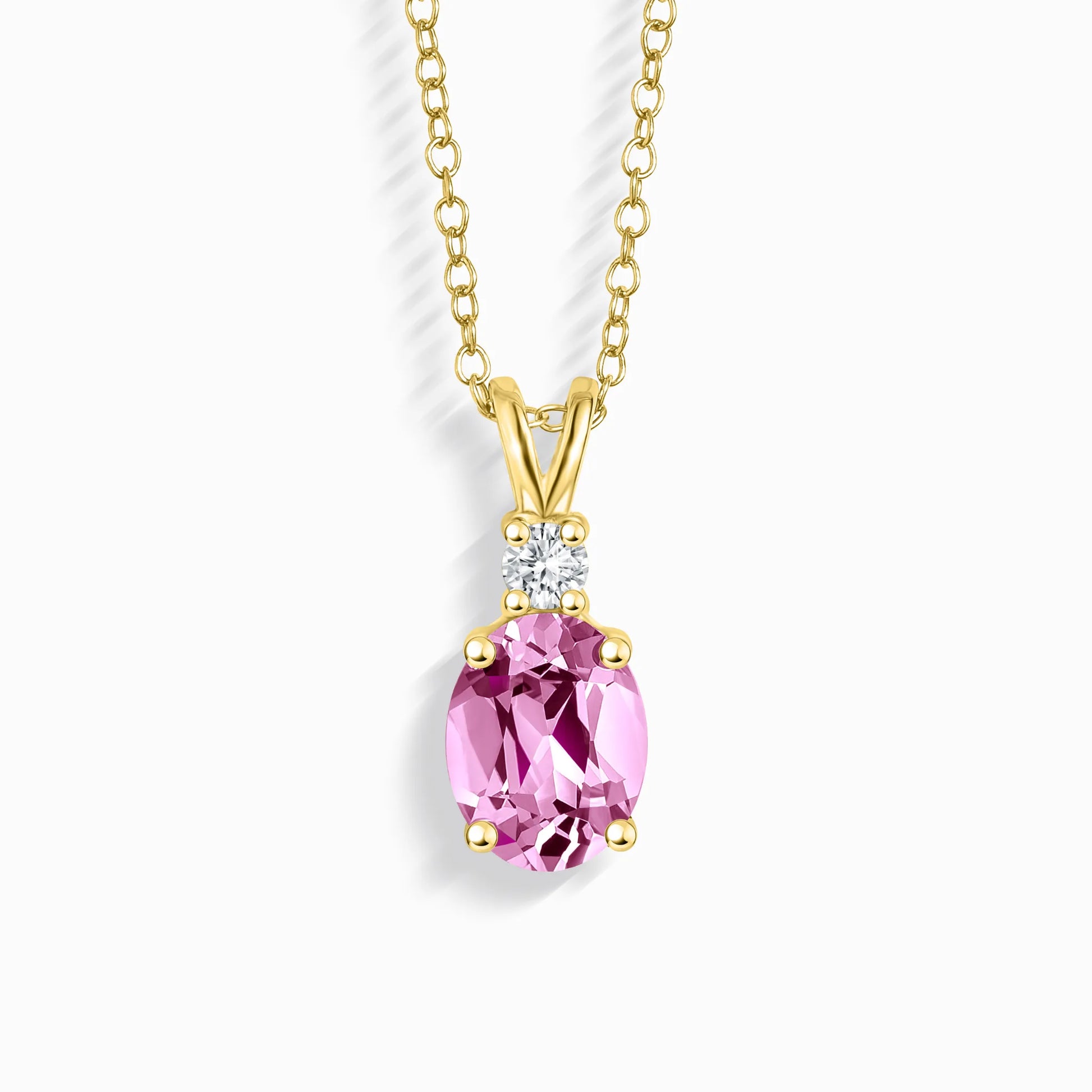 Pink Sapphire Pendant Necklace in 18k Gold Vermeil - SJR London Timepiece
