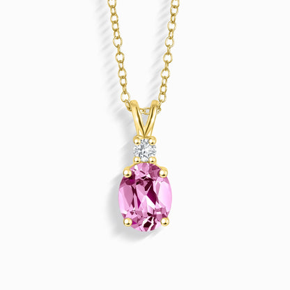 Pink Sapphire Pendant Necklace in 18k Gold Vermeil - SJR London Timepiece