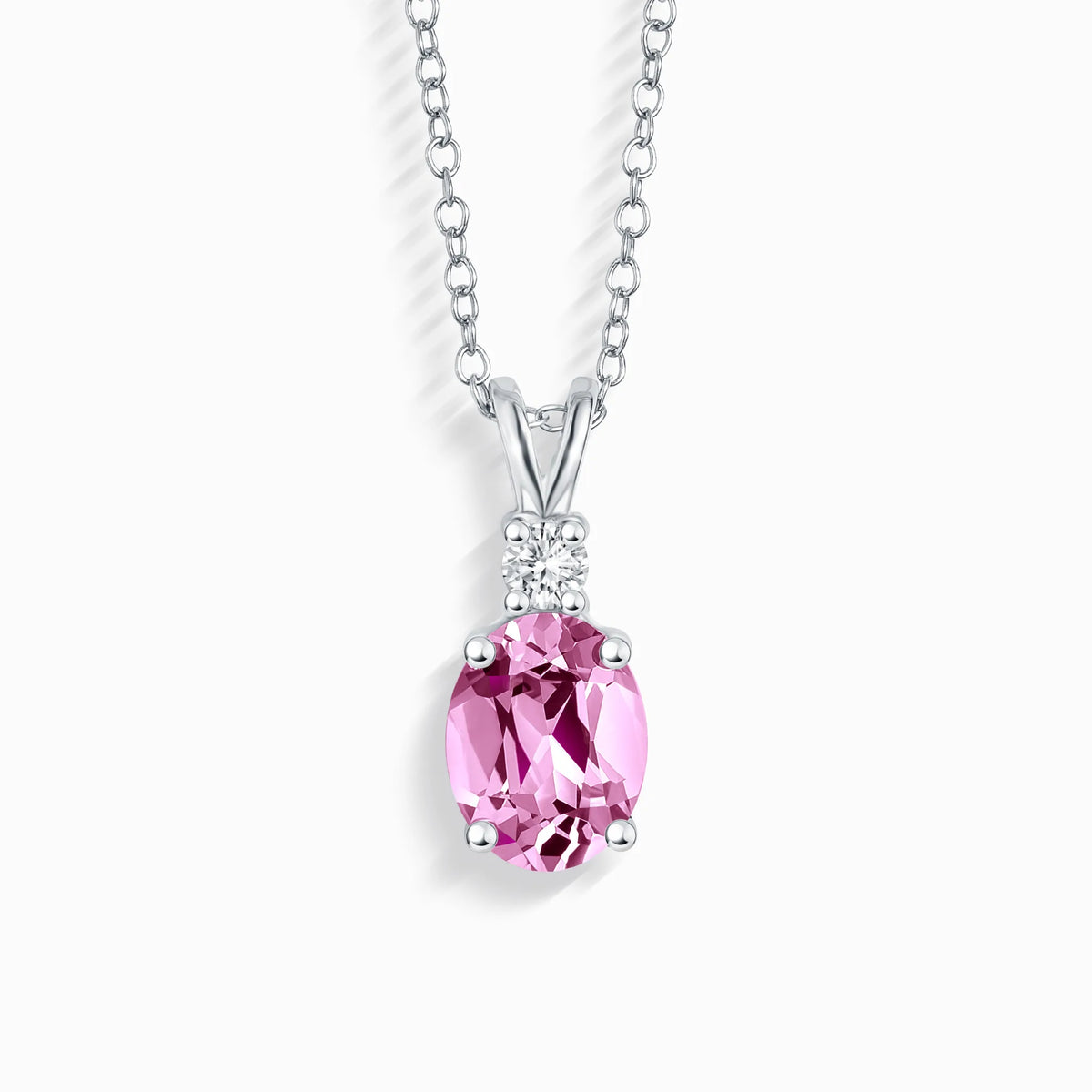 Pink Sapphire Pendant Necklace in Sterling Silver - SJR London Timepiece